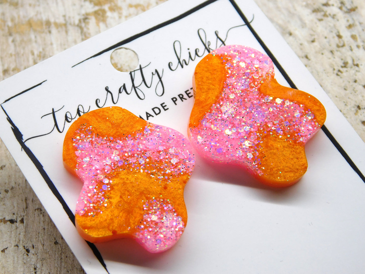 Large Pink & Orange Lagoon Studs