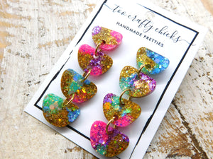 Pink Gold Blue Purple & Turquoise 4 Tier Dangles