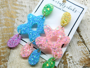 Pastel 3 Tier Floral Dangles