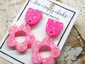 Pink Flower Dangles