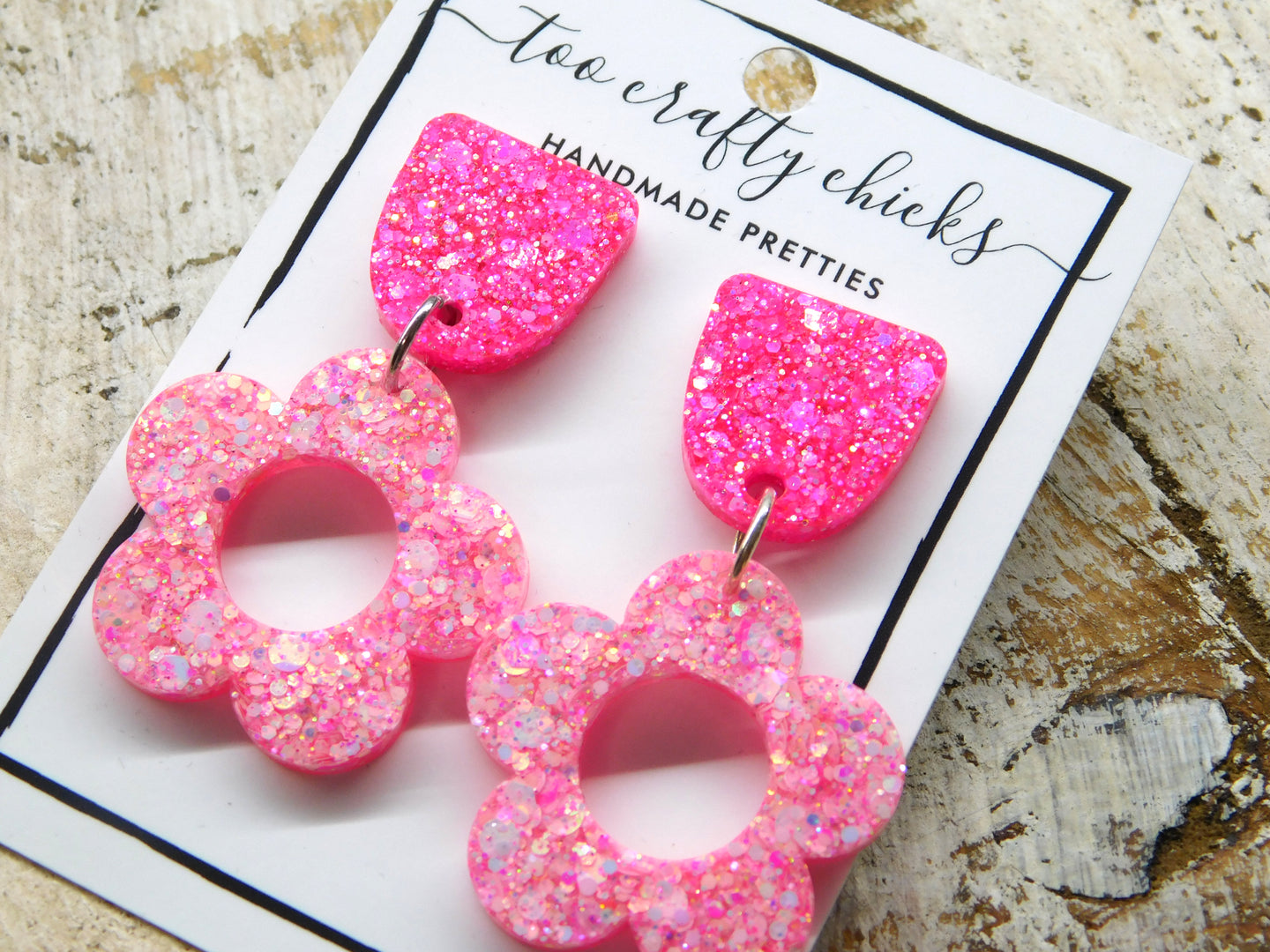 Pink Flower Dangles