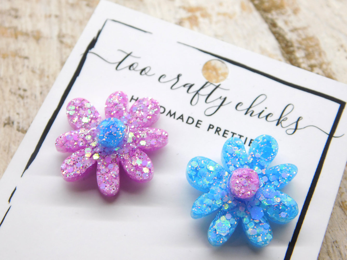 Blue & Purple Mix Match Flower Studs