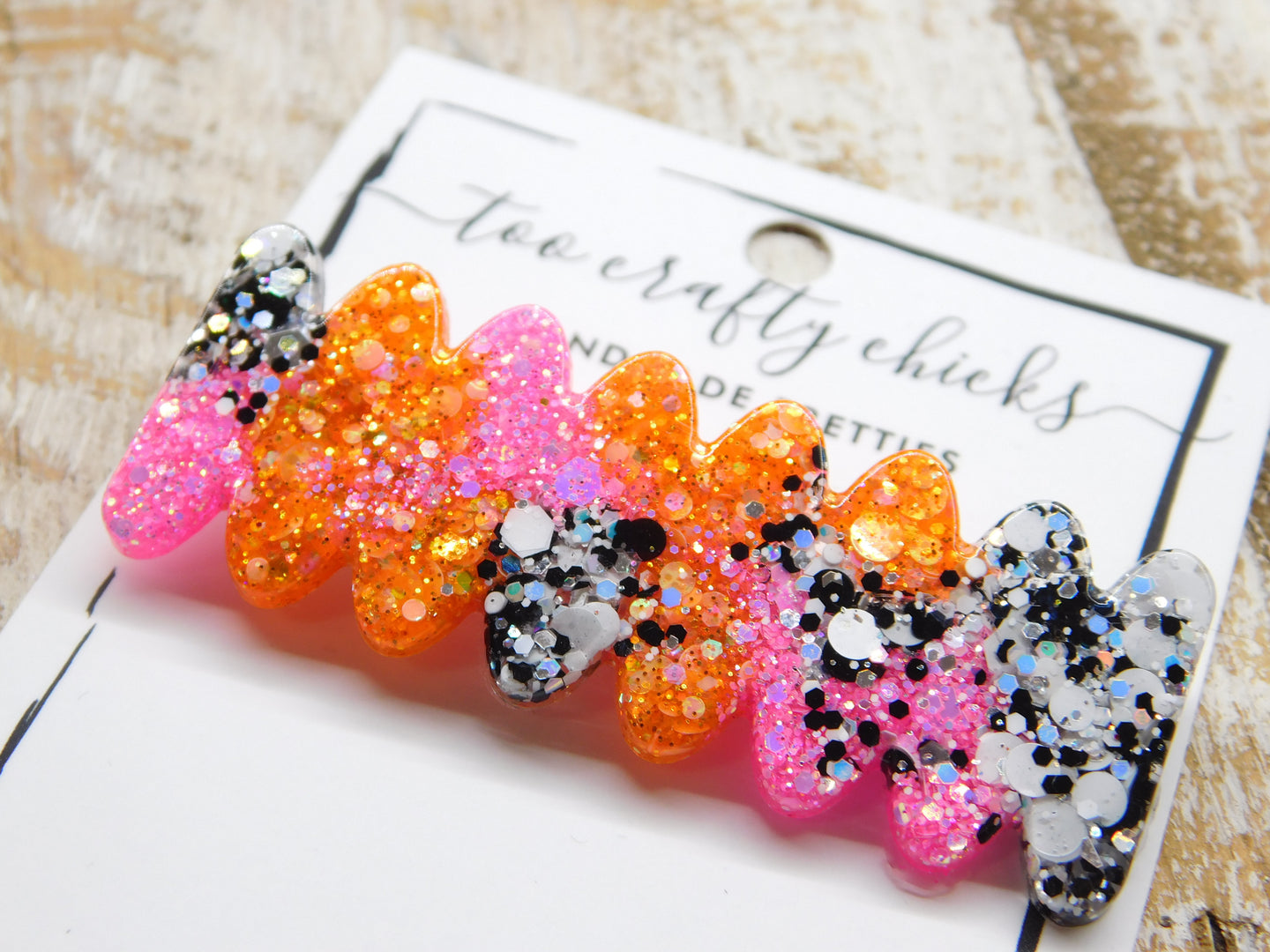 Pink Orange Black & White Bobby Pin