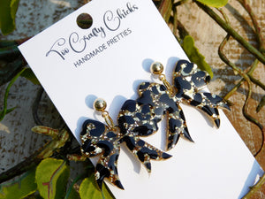 Hand Painted Leopard Bow Dangles