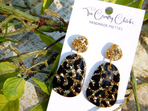 Hand Painted Leopard Small Odd Oval Dangles