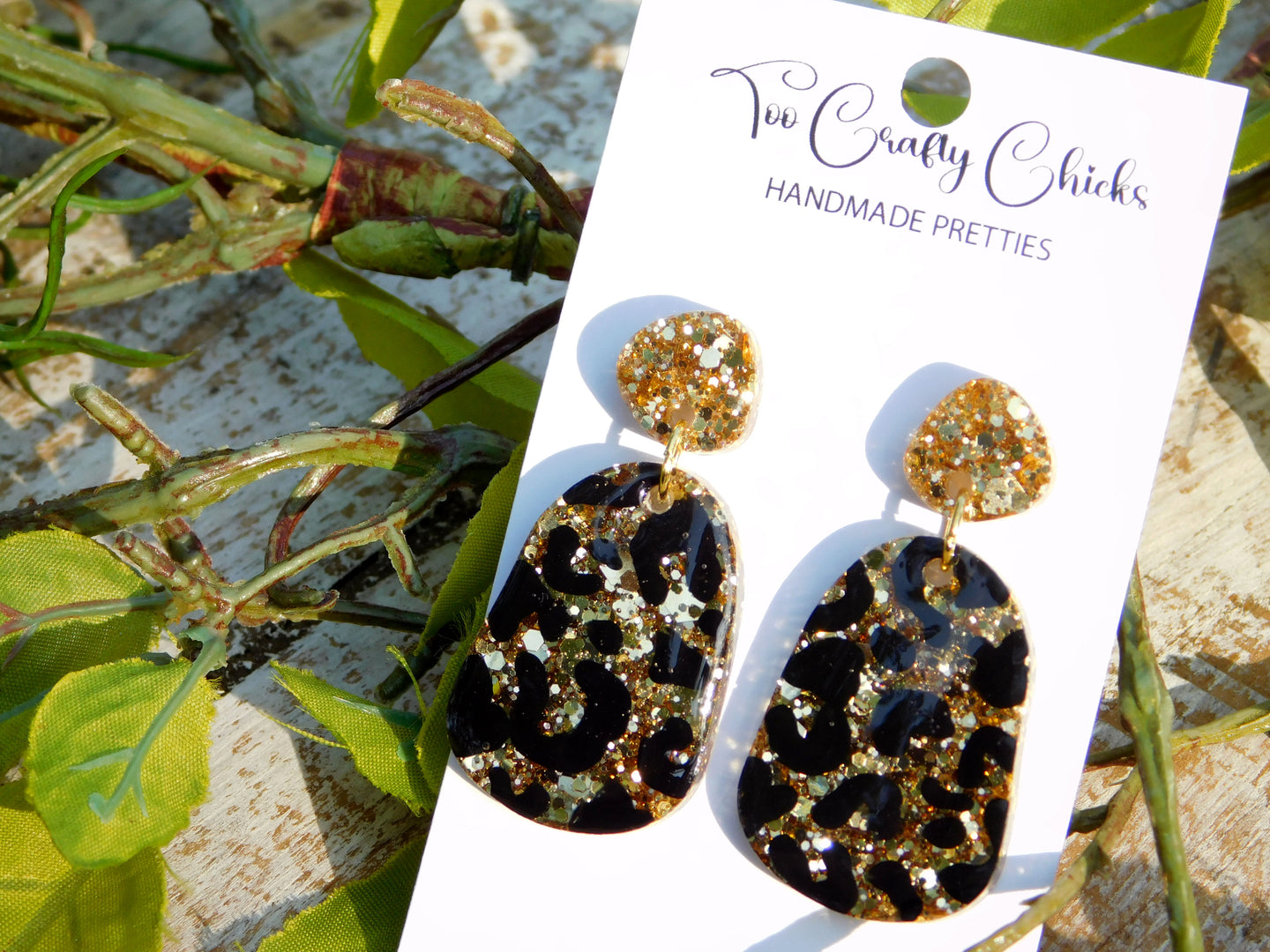 Hand Painted Leopard Small Odd Oval Dangles