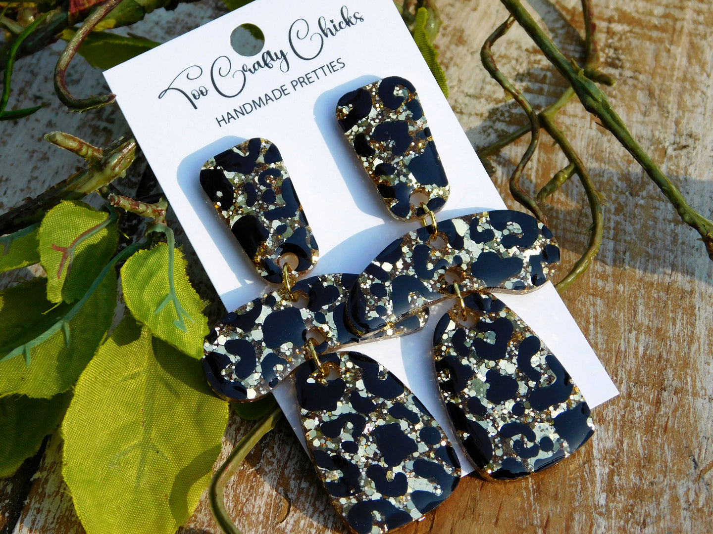 Hand Painted Leopard 3 Tier Dangles