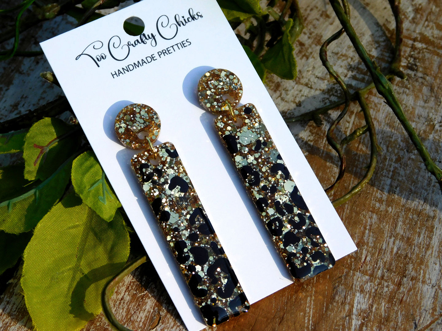 Hand Painted Leopard Exclamation Dangles