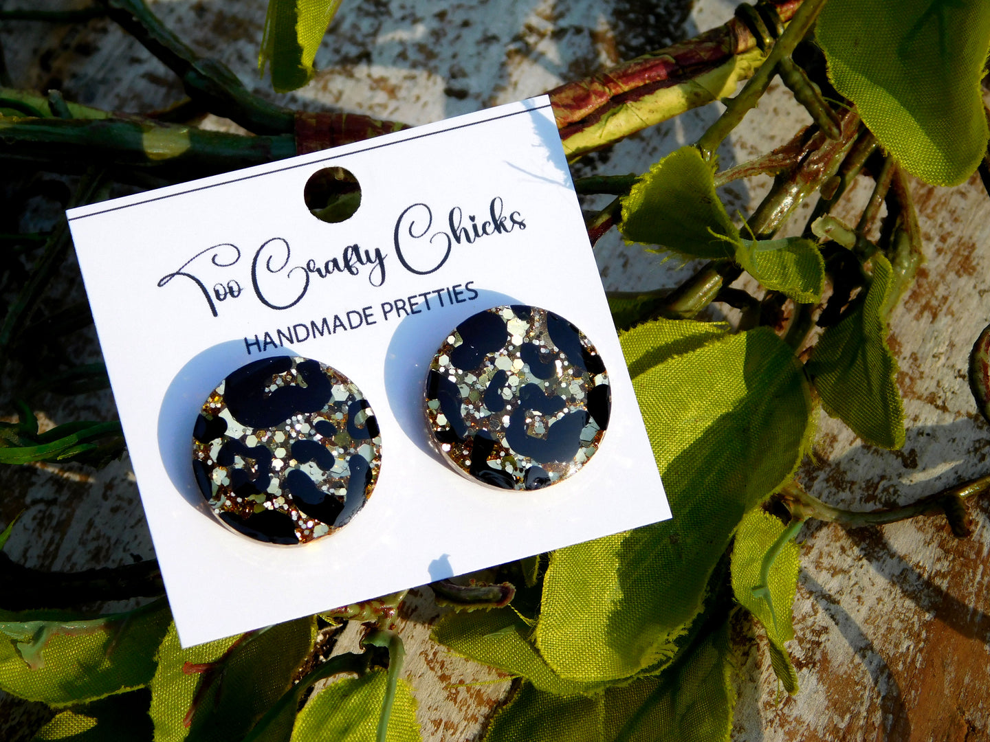 Hand Painted Leopard 3/4 in. Studs