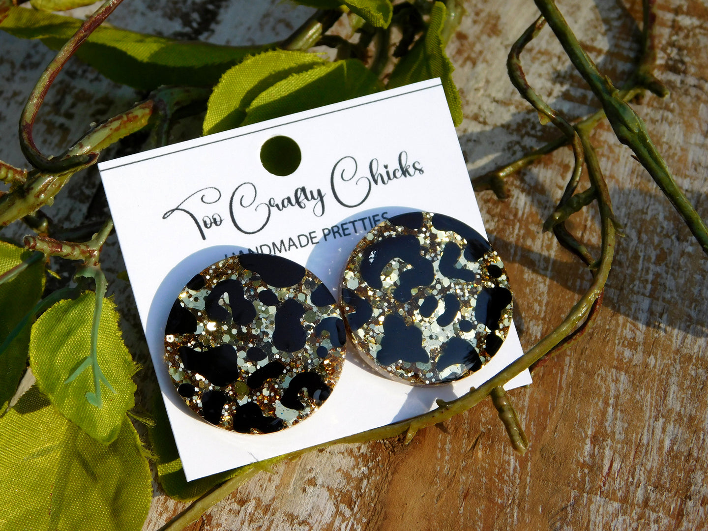 Hand Painted Leopard 1 in. Studs