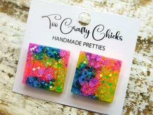 Square Tie Dye Studs
