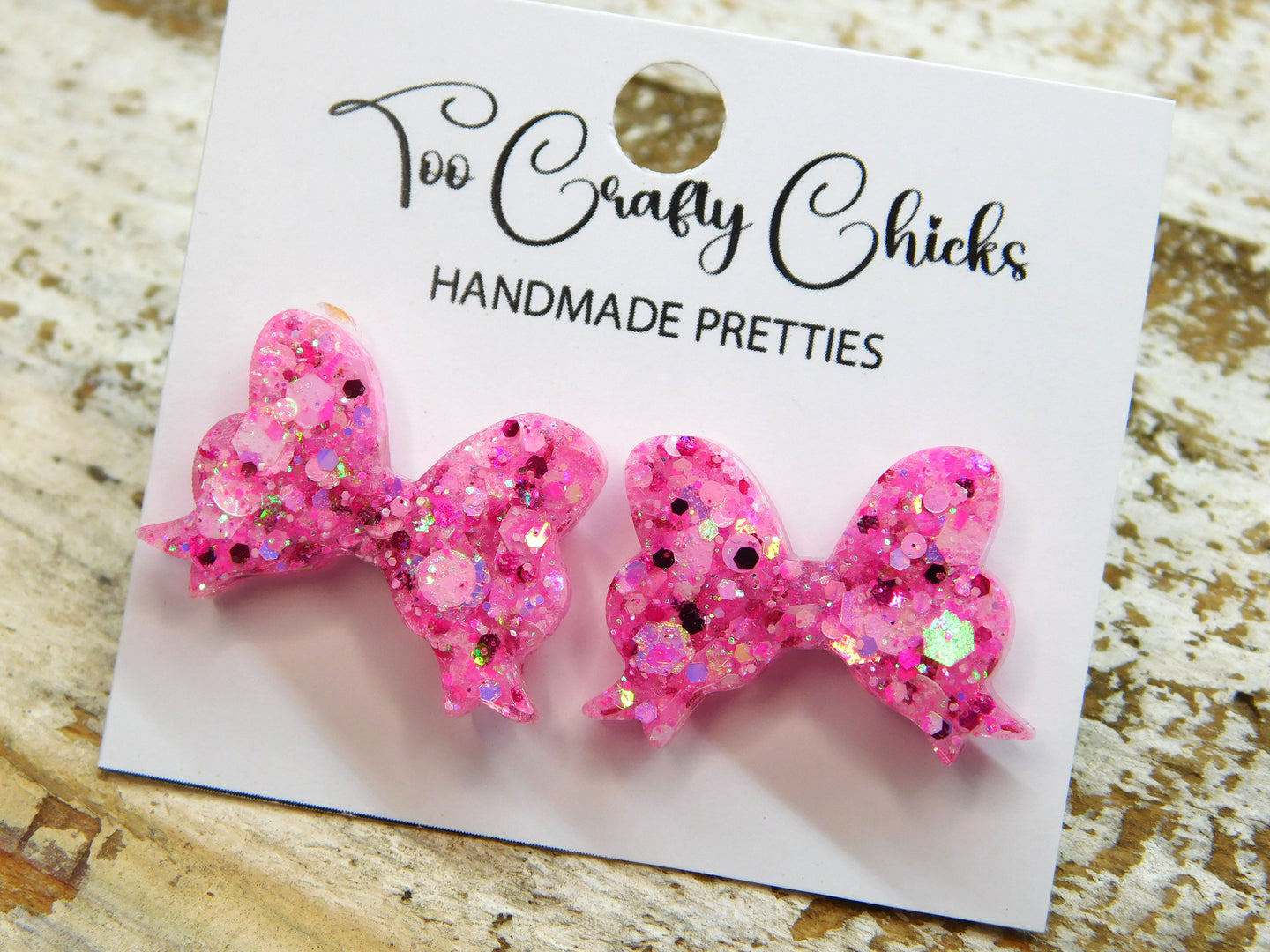 Mixed Pink Bow Studs