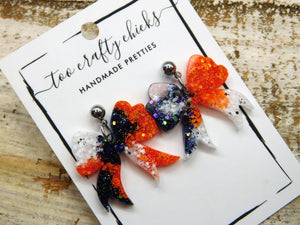 Orange White & Navy Bow Dangles