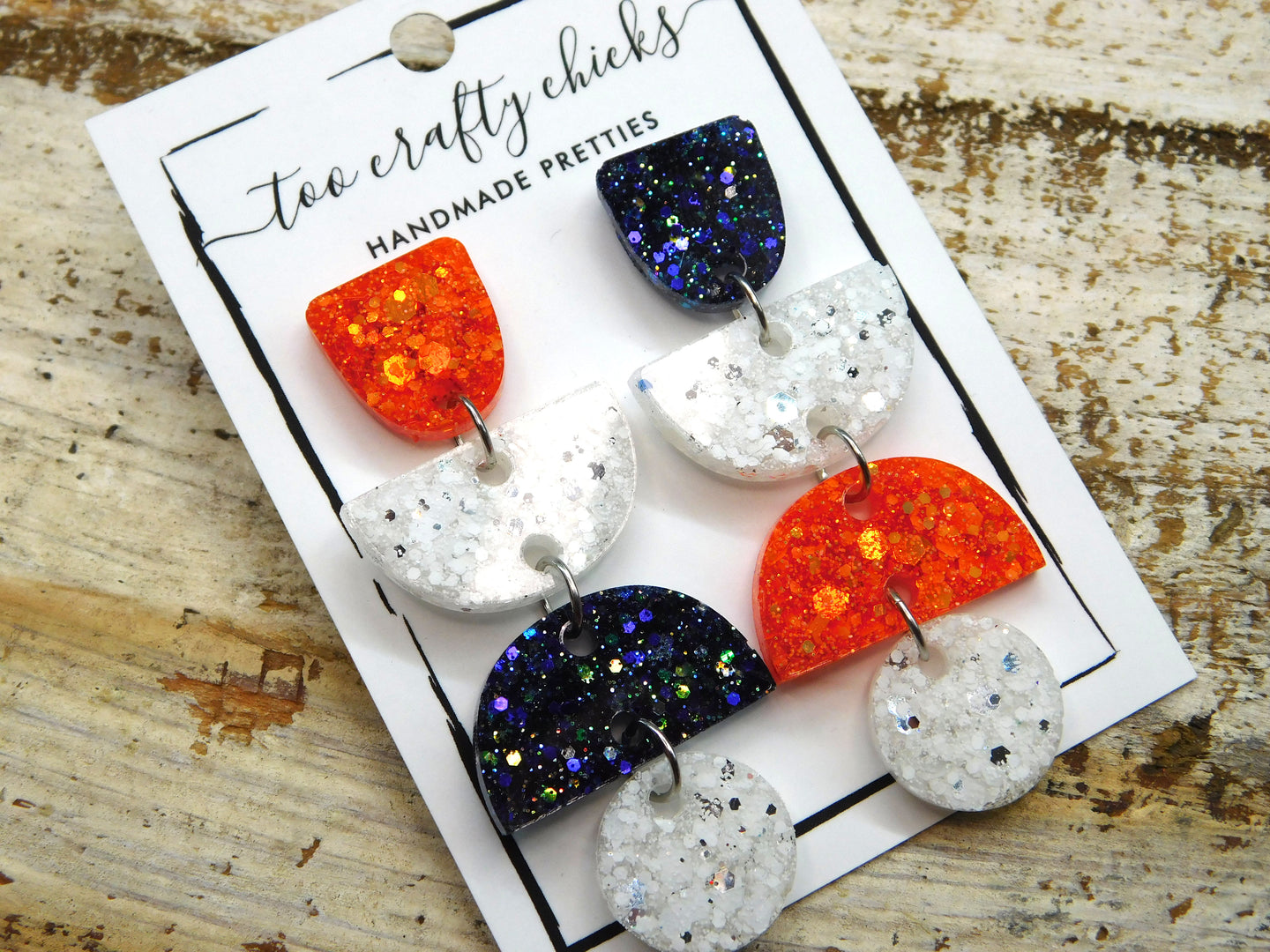 Orange White & Navy 4 Tier Dangles