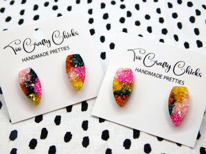 Pink Teal & Yellow 3/4 in. Fang Studs