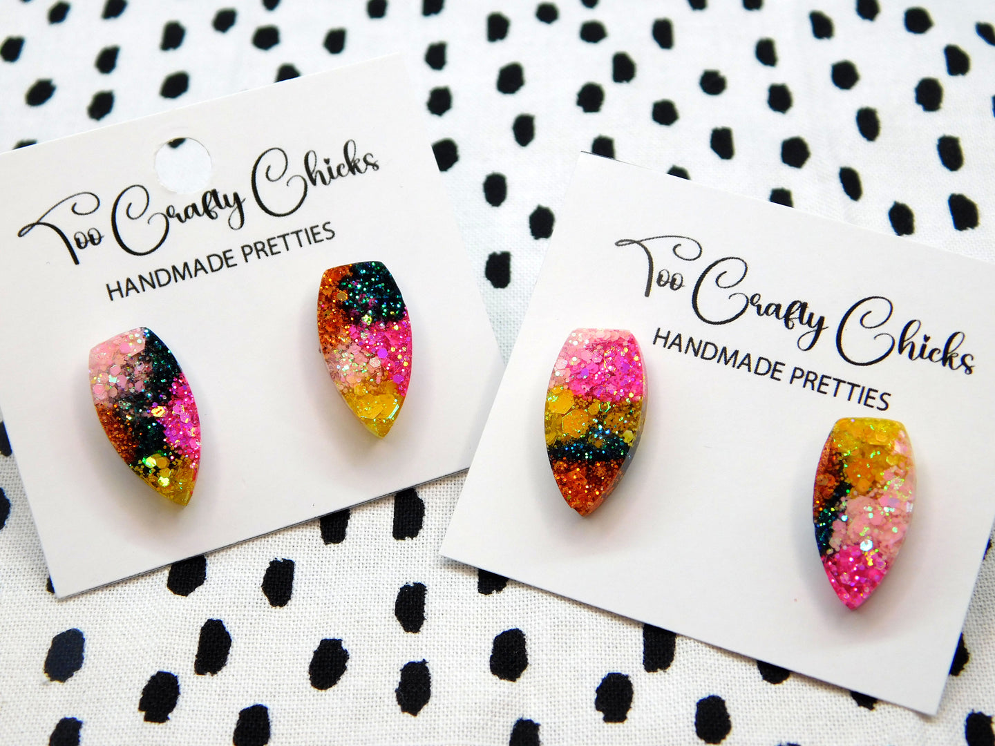 Pink Teal & Yellow 3/4 in. Fang Studs