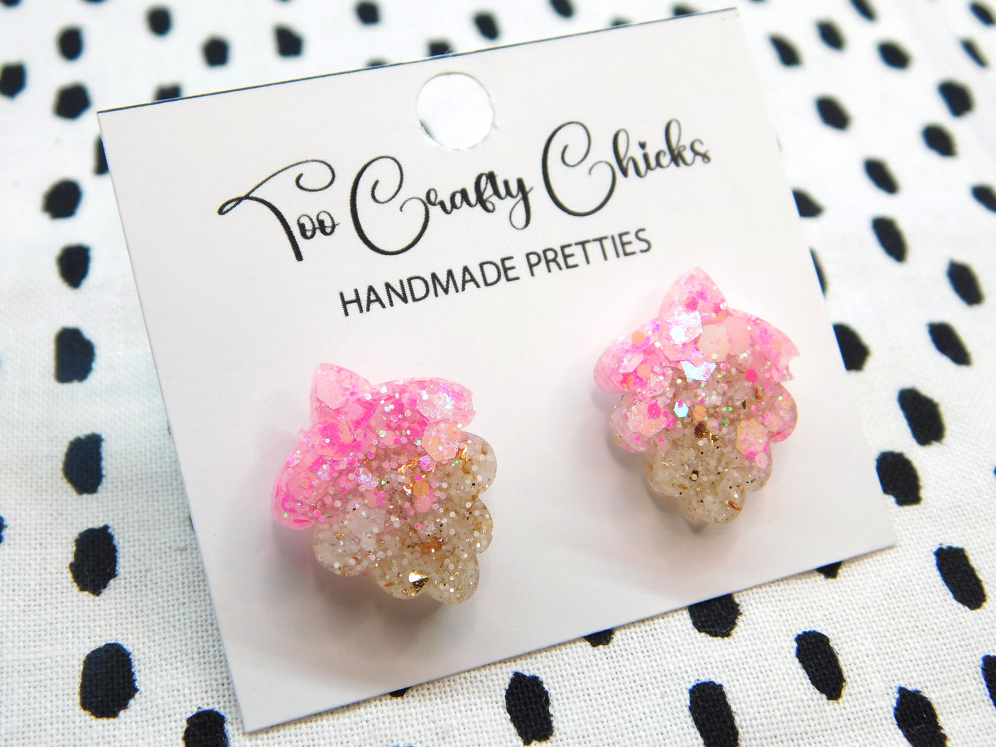 Pink & Beige 3/4 in. Seashell Studs