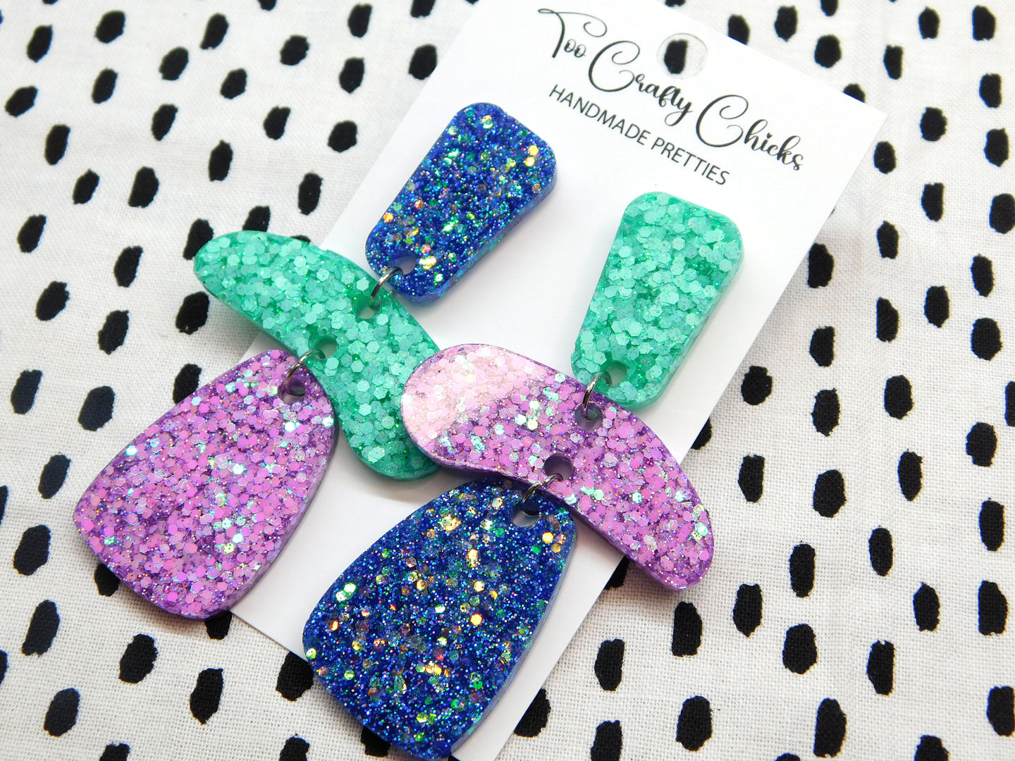 Blue Purple & Turquoise 3 Tier Dangles