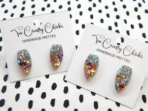 Silver & Chandler Confetti 3/4 in. Fang Studs