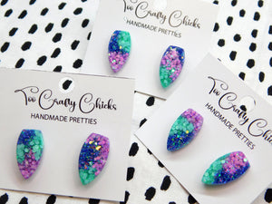 Blue Purple & Turquoise 3/4 in. Fang Studs