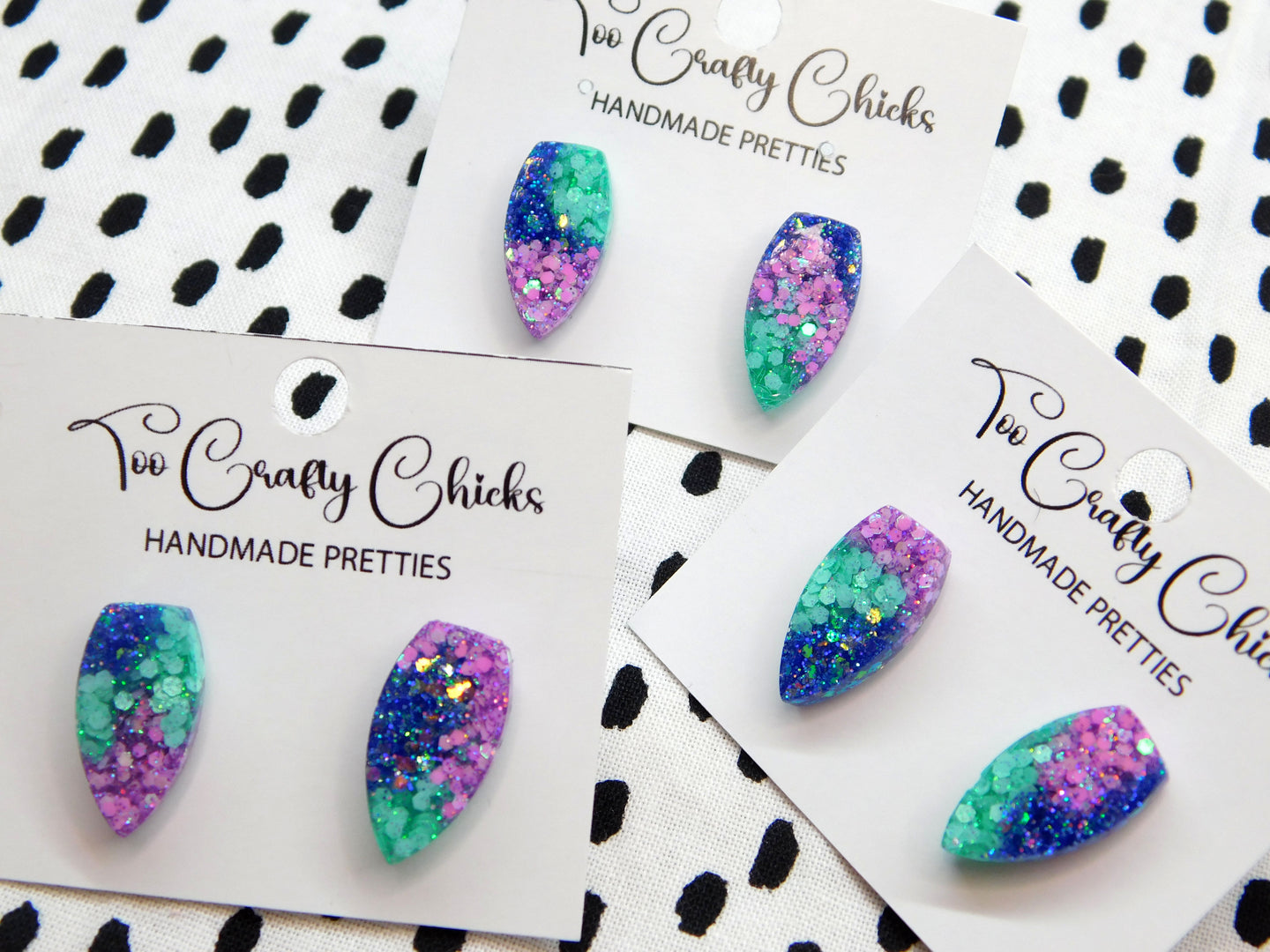 Blue Purple & Turquoise 3/4 in. Fang Studs