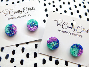 Blue Purple & Turquoise 1/2 in. Round Studs