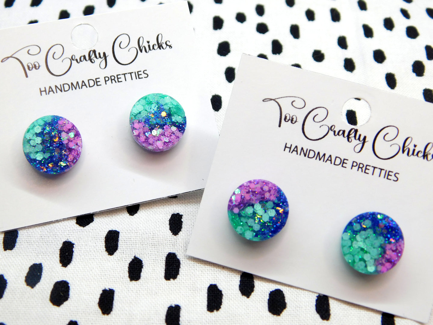 Blue Purple & Turquoise 1/2 in. Round Studs