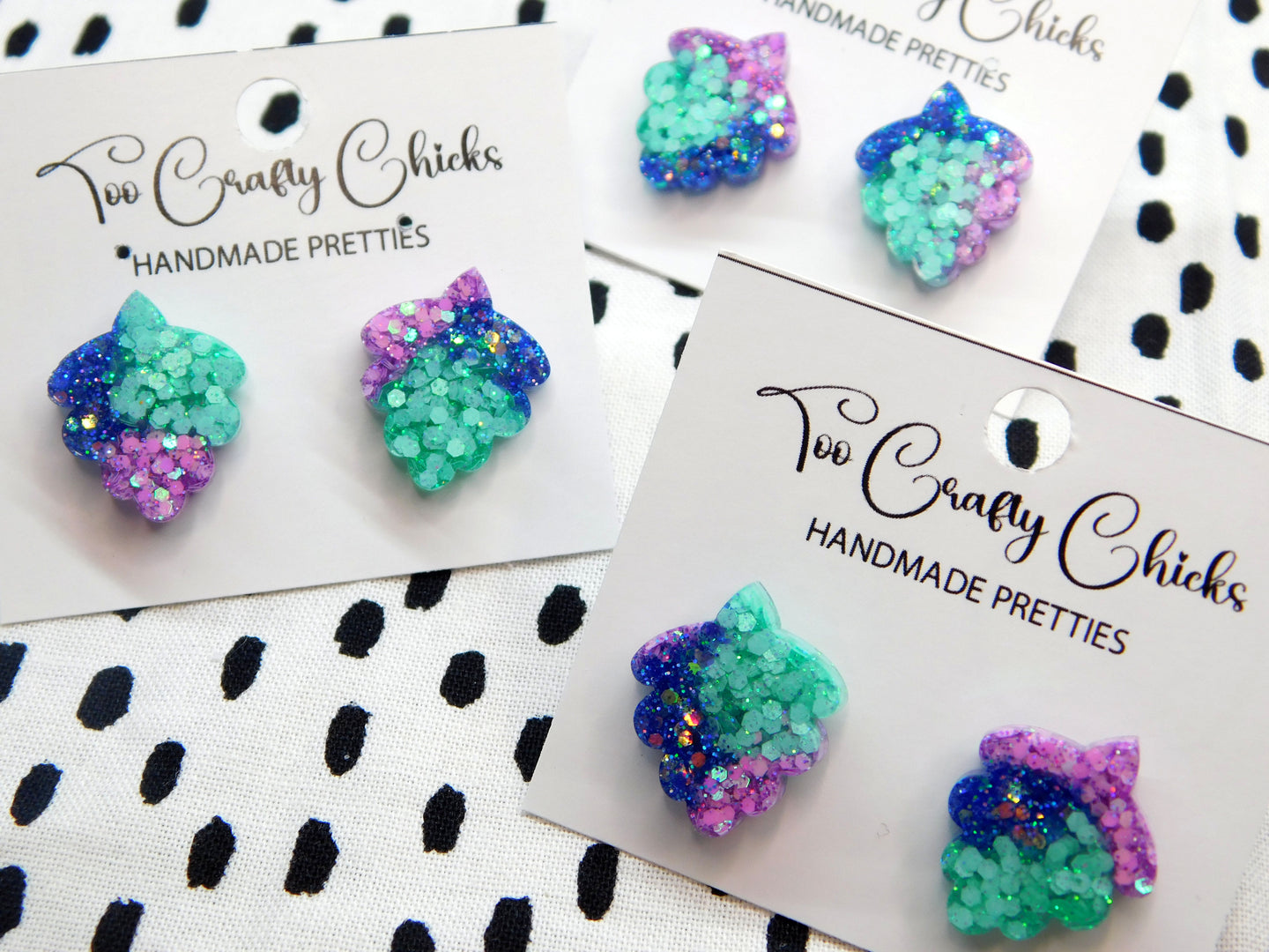 Blue Purple & Turquoise 3/4 in. Seashell Studs
