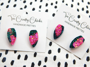 Teal & Hot Pink 3/4 in. Fang Studs