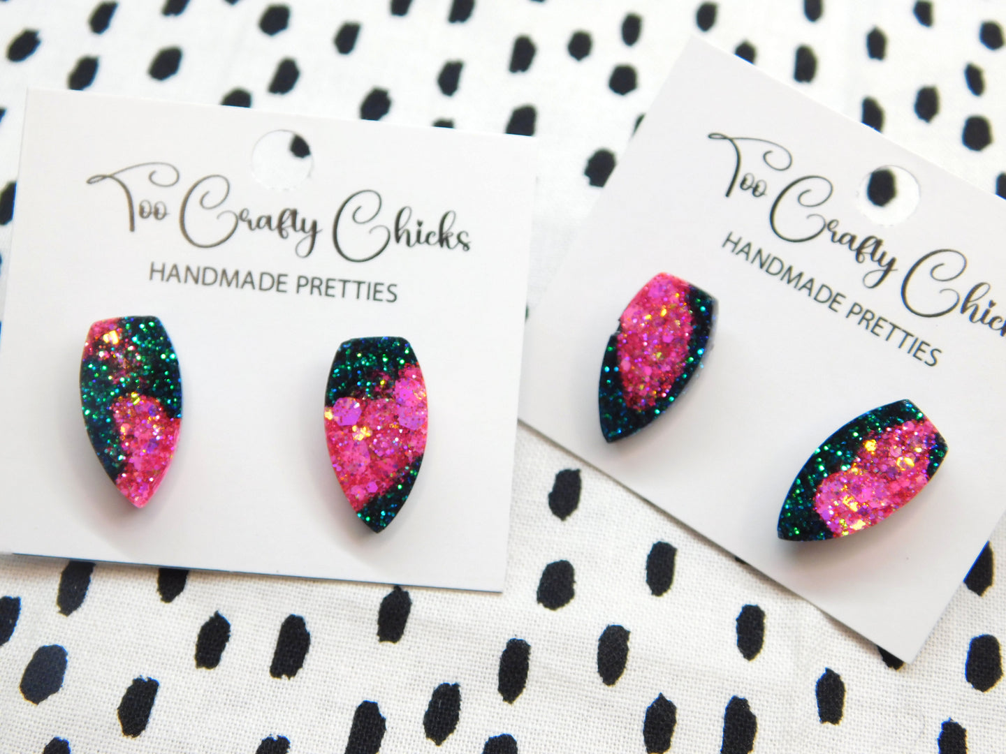 Teal & Hot Pink 3/4 in. Fang Studs