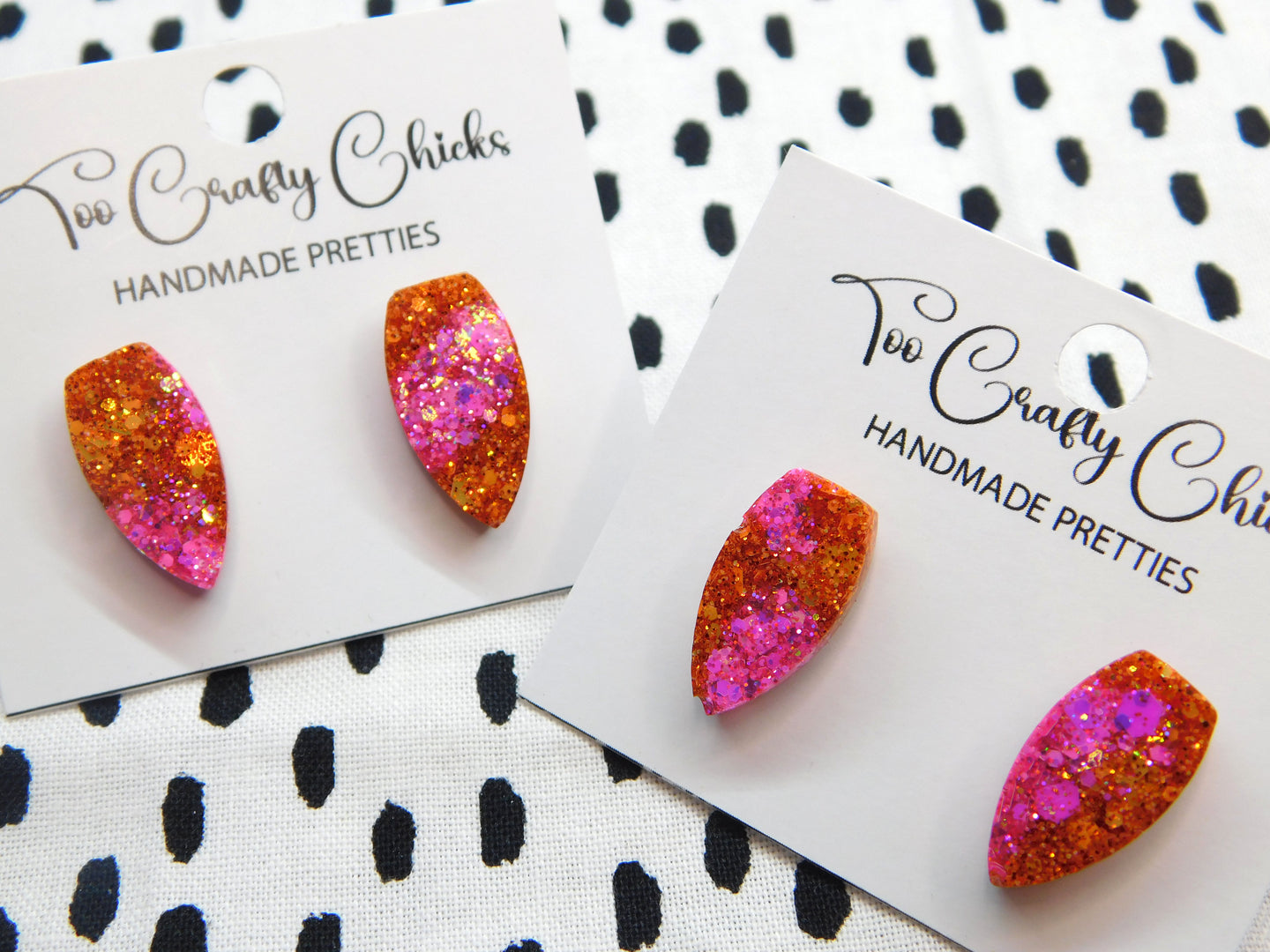 Pink & Orange 3/4 in. Fang Studs