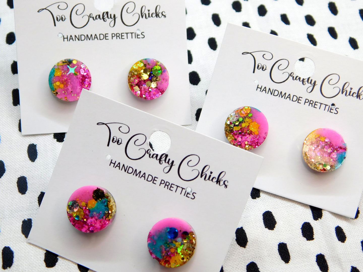Blue Pink Yellow & Chandler Confetti 1/2 in. Round Studs