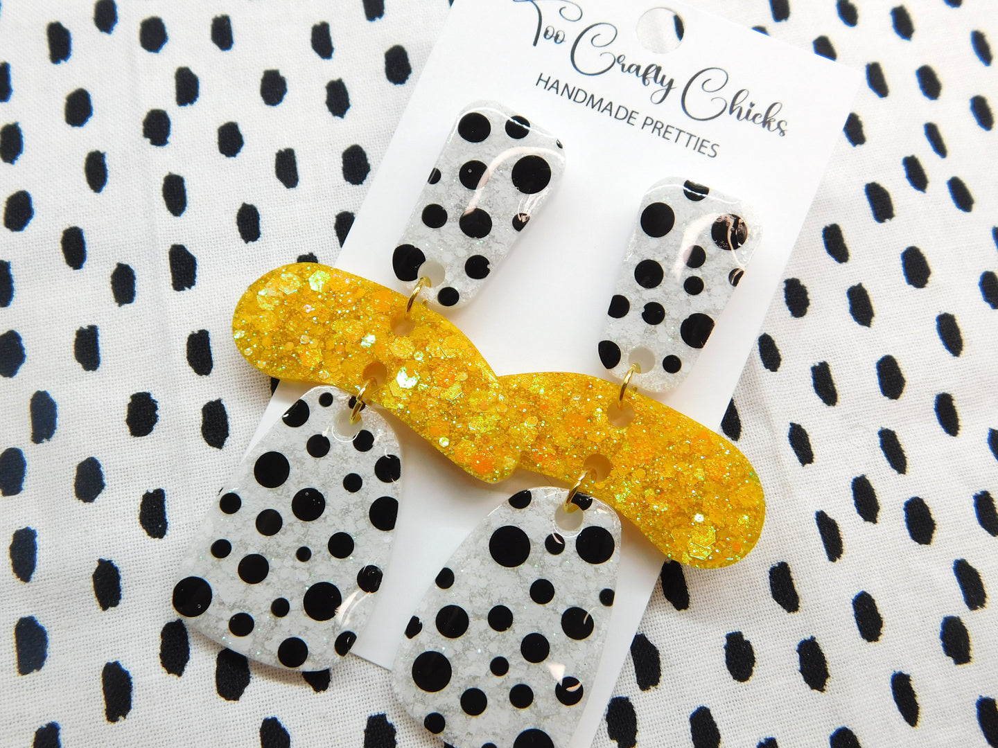 Yellow & Polka Dot 3 Tier Dangles