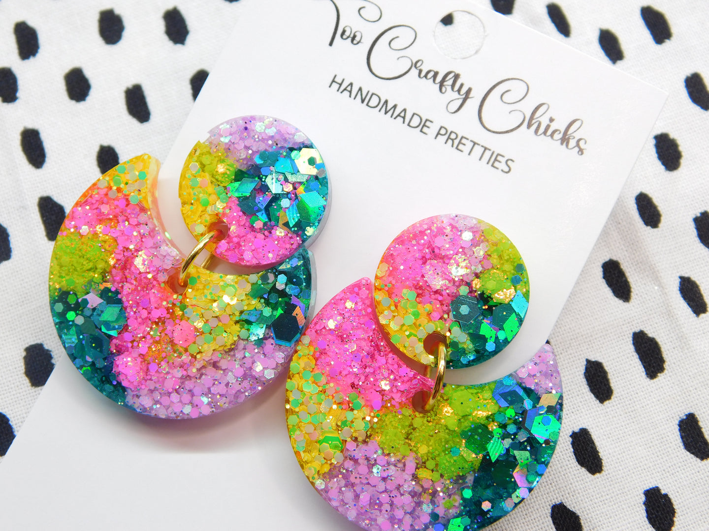 Tie Dye Crescent Dangles