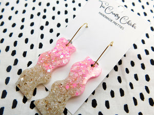 Beige & Pink Small Wavy Dangles