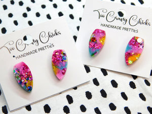 Blue Pink Yellow & Chandler Confetti 3/4 in. Fang Studs