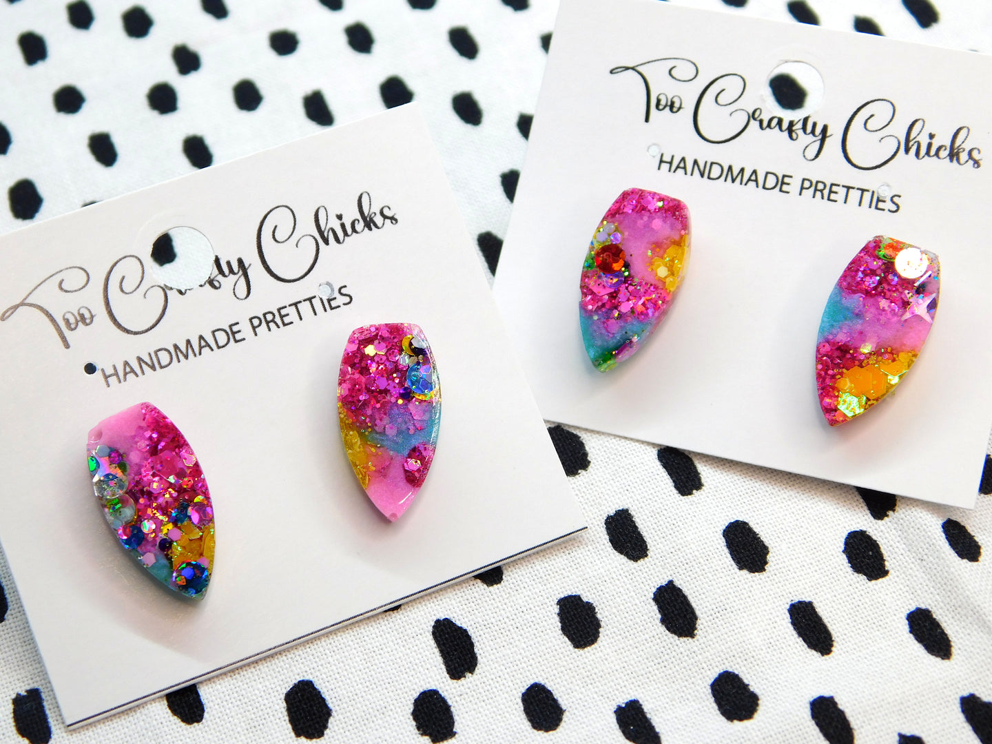 Blue Pink Yellow & Chandler Confetti 3/4 in. Fang Studs