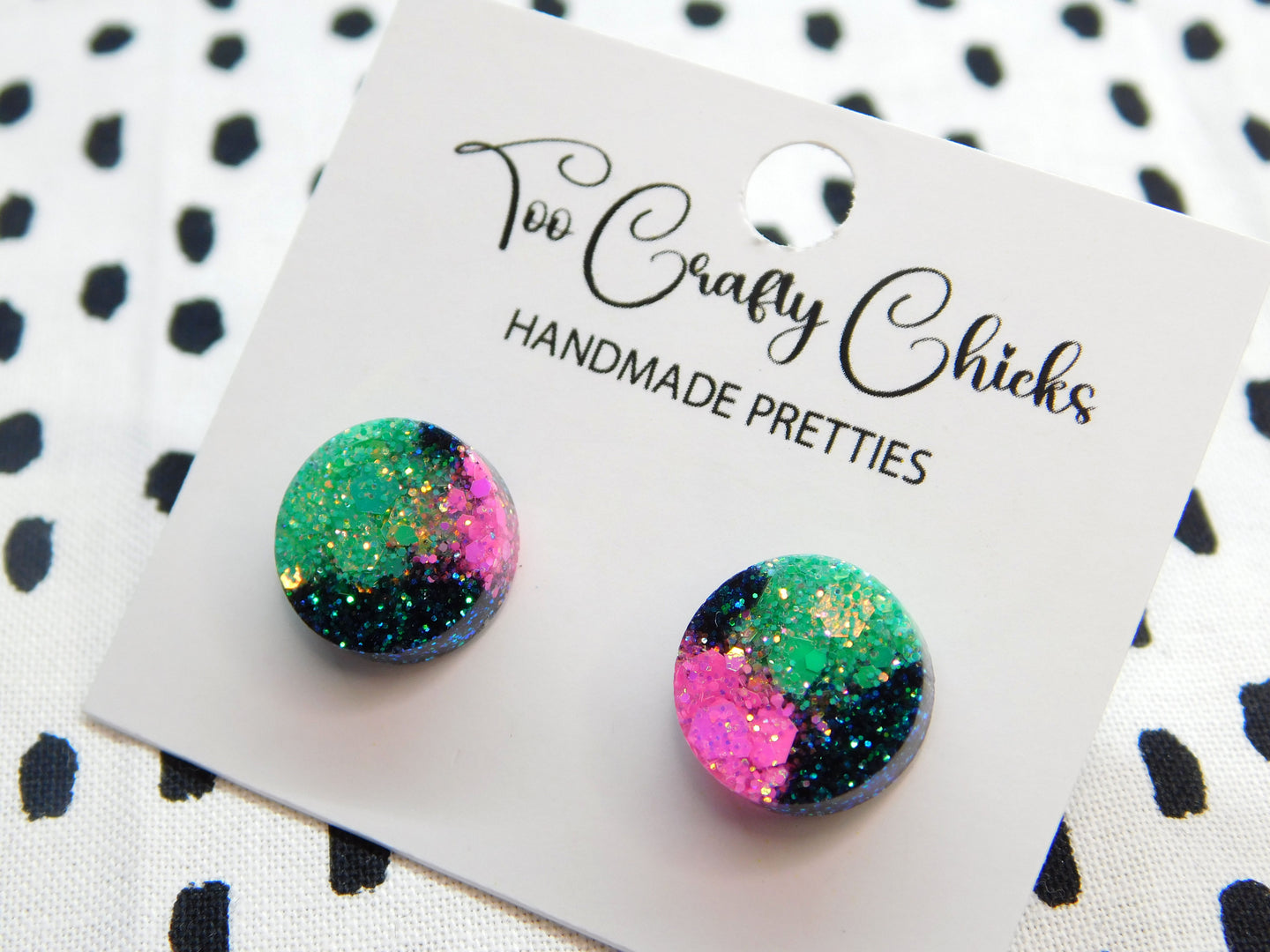 Teal Pink & Turquoise 1/2 in. Round Studs