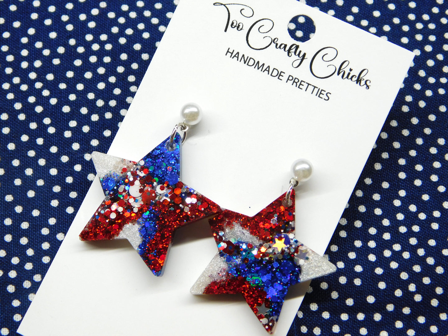 Red White & Blue Star Dangles