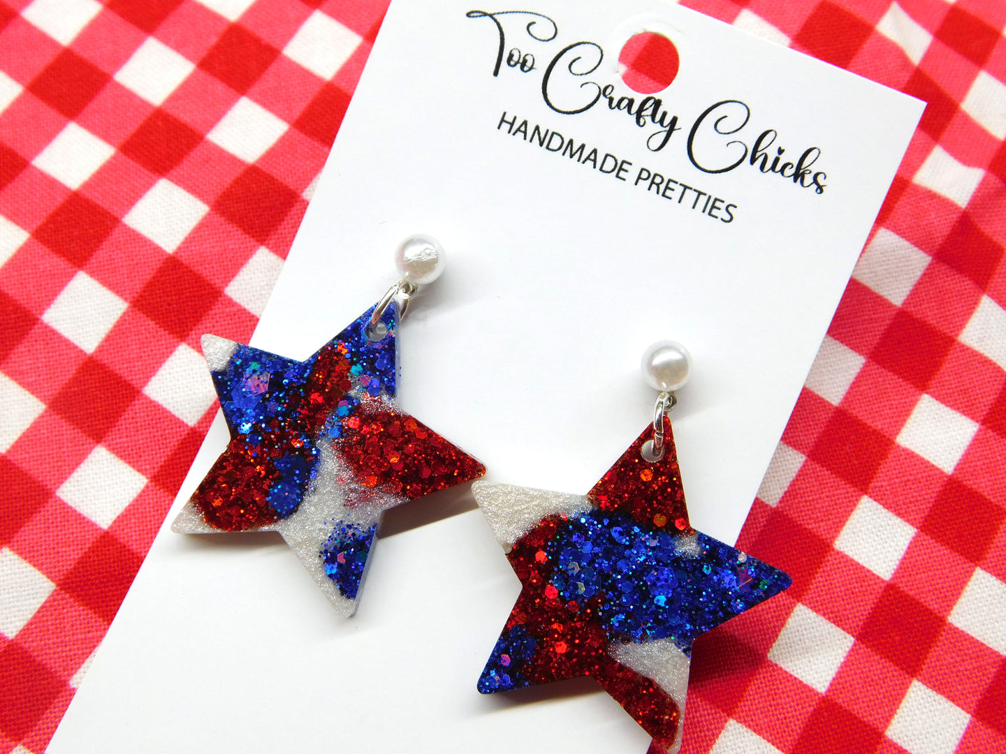 Red White & Blue Star Dangles