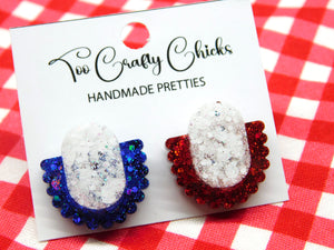 Red White & Blue Layered Scalloped Studs