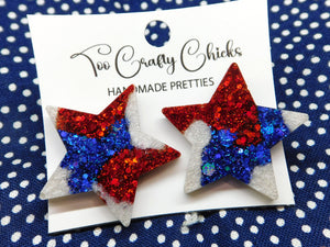 1 in. Red White & Blue Star Studs