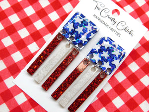 Red White & Blue Hand Painted Flag Dangles