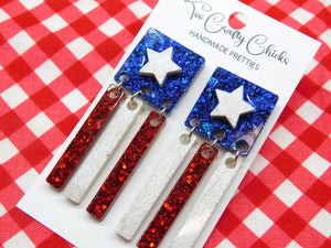 Red White & Blue Flag Dangles