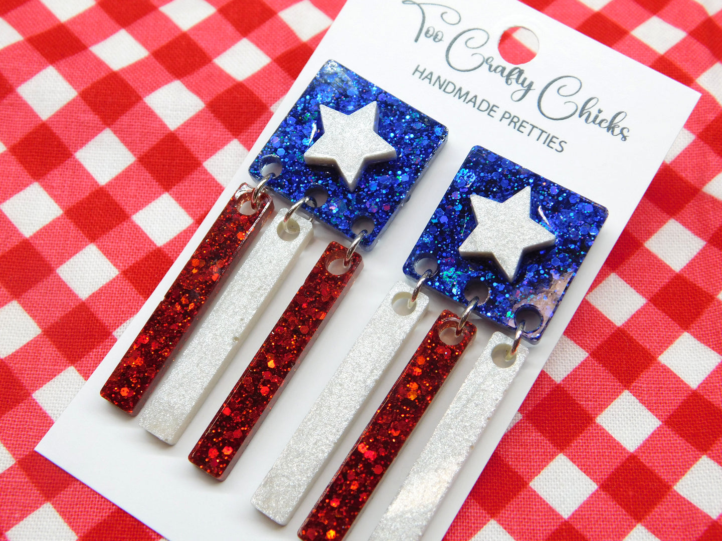 Red White & Blue Flag Dangles