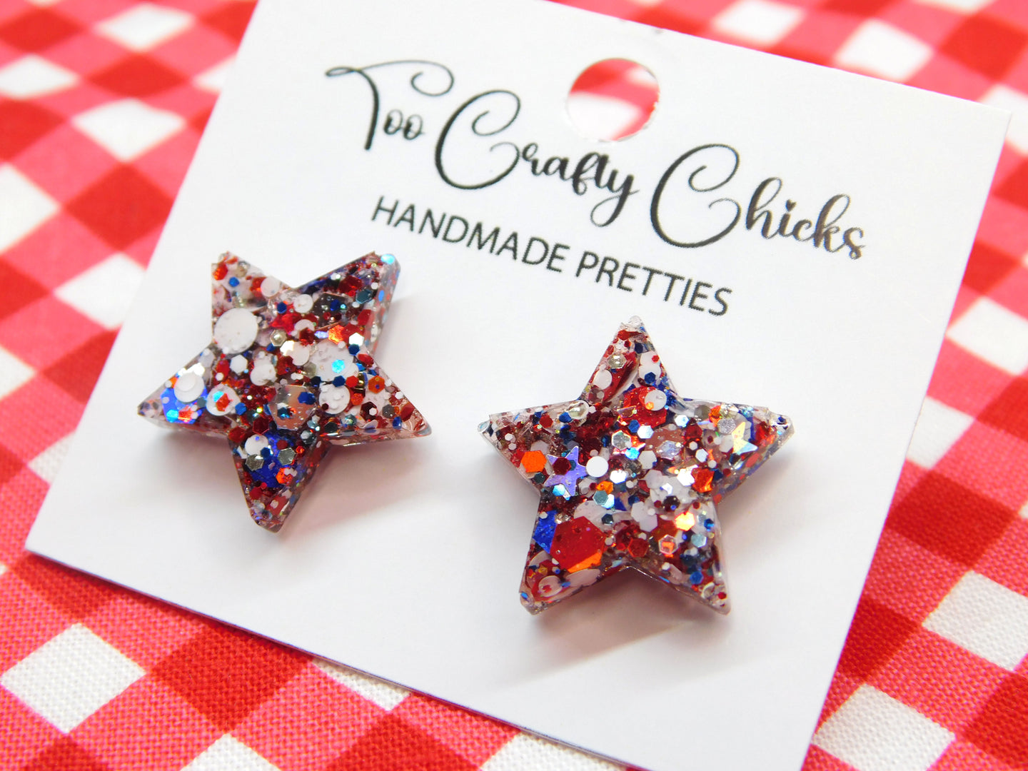 3/4 in. USA Confetti Star Studs