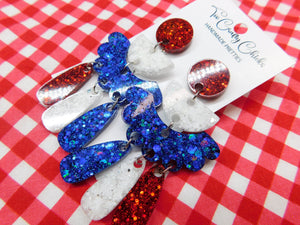 Red White & Blue Scalloped 4 Tier Dangles