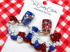 Red White & Blue Scalloped Dangles