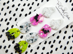 PRE ORDER - Pink Lime Green & Black and White BOO Dangles w/ Ghost Tops