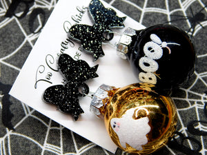 BOO Ghost Halloween Ornament Dangles w/ Bow Tops